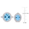 EVERLY JEWELRY | 15 5/8ct TGW Oval-Cut Sky Blue and White Topaz Double Halo Leverback Earrings and Ring Set in Sterling Silver - 3 of 4