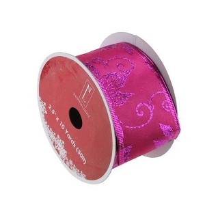 Northlight Purple and Pink Shimmering Wired Christmas Craft Ribbon 2.5" x 10 Yards - 1 of 3