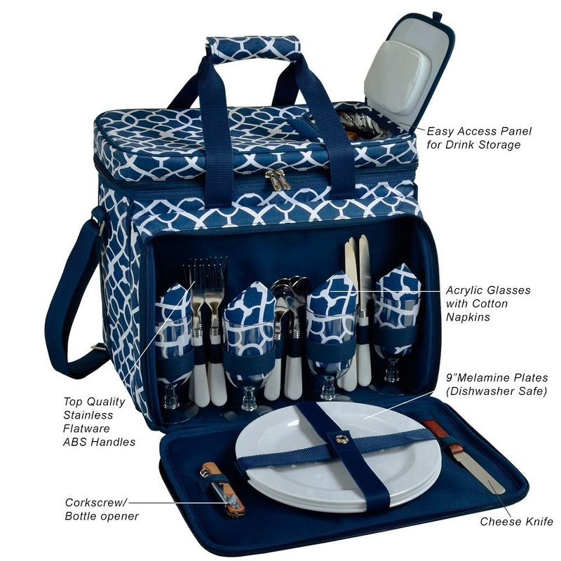 Picnic at Ascot Equipped Picnic Cooler with Service for 4 on Wheels, 3 of 5