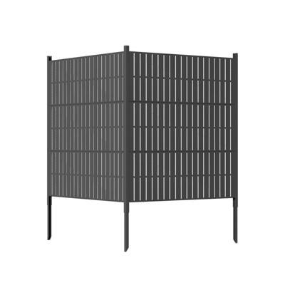 SEVOBAL Garden Fences and Gates Outdoor Slatted Design Privacy Screen Fence Panels, No Dig Fence Kit for Air Conditioner, Gray, 47"*47"*47"