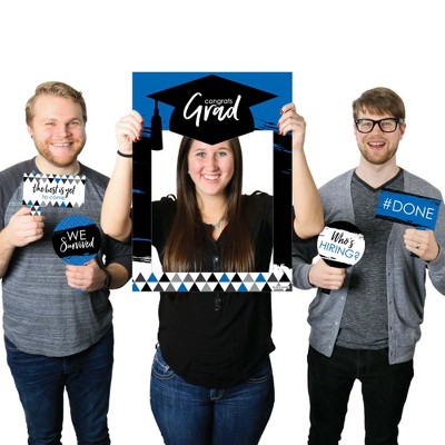 Big Dot of Happiness Blue Grad - Best is Yet to Come - Royal Blue Grad Party Selfie Photo Booth Picture Frame & Props - Printed on Sturdy Material