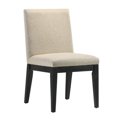 19" Froja Dining Chairs Beige Fabric and Black Finish - Acme Furniture
