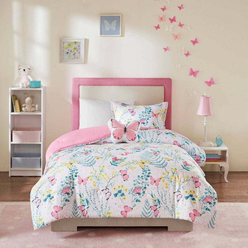 Amelia Reversible Butterfly Print Kids' Comforter Set - Mi Zone, 4 of 10