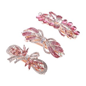 Unique Bargains Women's Sparkly Rhinestones Hair Clips Hair Barrettes Hairpin 3 Pcs - 1 of 4