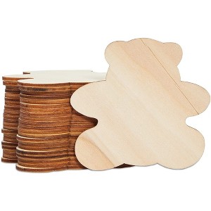Juvale 24 Pack Wooden Teddy Bear Cutouts for Crafts, Unfinished Wood Pieces for DIY Projects, 3.7 x 3.5 Inches - 1 of 4
