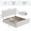 Full/ Queen/ King Size Bed Frame, Upholstered Bed Frame With And 4 Storage Drawers,Button Tufted Design,Wooden Slats Support, No Box Springs Needed - 3 of 4