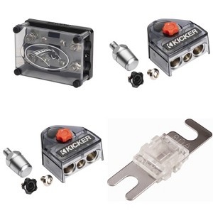 Kicker Warhorse (2) Battery Terminals & HPFD2 Fused 2-Way Distribution Block w/ AFS 80 Amp Fuse Bundle - 1 of 4