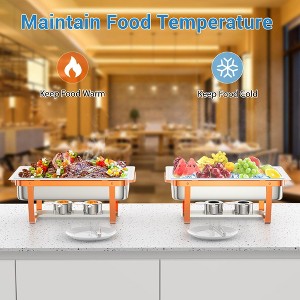 Rose Gold 2-Pack 8 Qt Chafing Dish & Buffet Warmer Set with Folding Frame, Spoon & Tweezer for Weddings, Parties, Banquets, Catering Events - 1 of 4