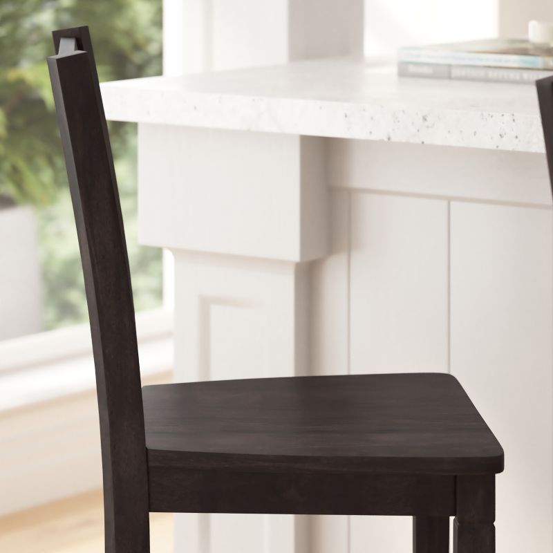 Merrick Lane Set of Two Solid Wood Modern Farmhouse Dining Stool, 6 of 13