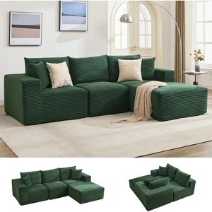 Sectional Sofa - L Shaped Boneless Cloud Couch with 67.5" Chaise, Reversible L/R Facing, No Assembly Required, Corduroy Fabric - 1 of 4