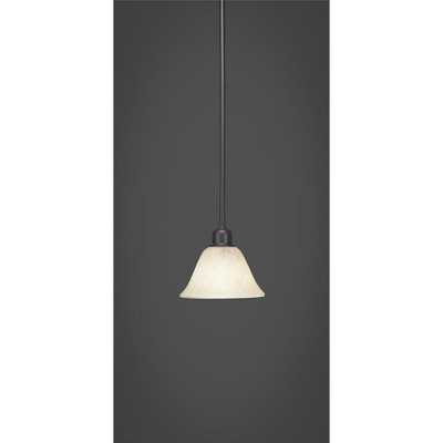 Toltec Lighting Vintage 1 - Light Pendant in  Dark Granite with 7" Italian Marble Shade