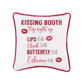 C&F Home Kissing Booth Valentine's Day Embroidered 10 X 10 Inch Throw Pillow Pet Love Gift Animals Fur baby Decorative Accent Covers For Couch And Bed