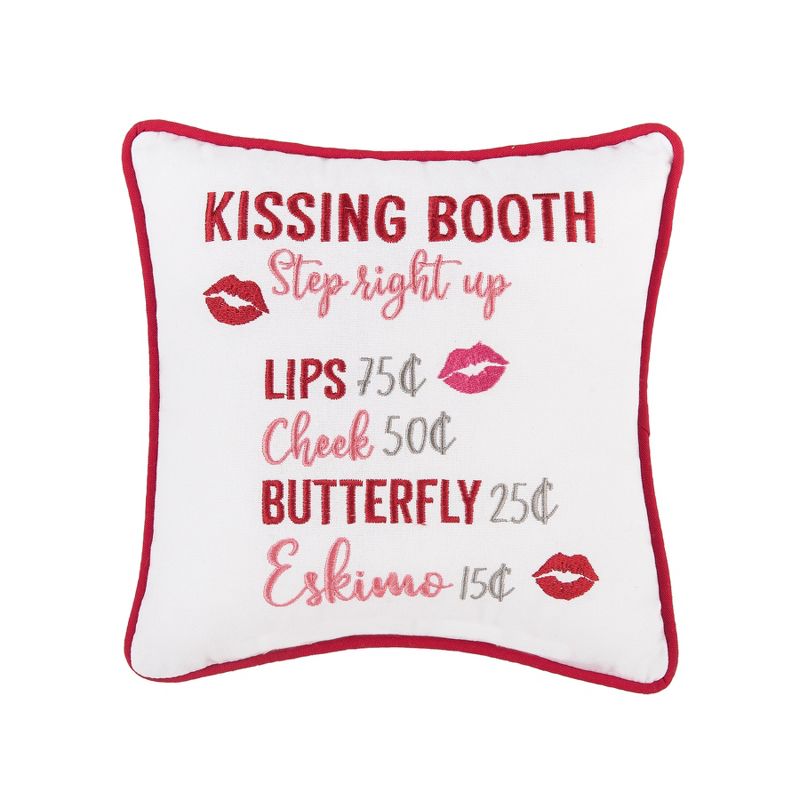 C&F Home 10 X 10 Inch Kissing Booth Valentine's Day Embroidered  Throw Pillow, 1 of 6