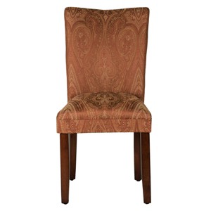 Parsons Dining Chair - Red/Gold Damask - HomePop