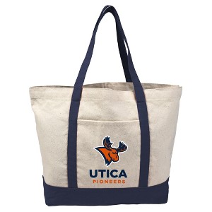 Utica University Canvas Tote Bag With External Pocket, Reusable Shoulder Bag for Shopping, School, Beach - 1 of 4