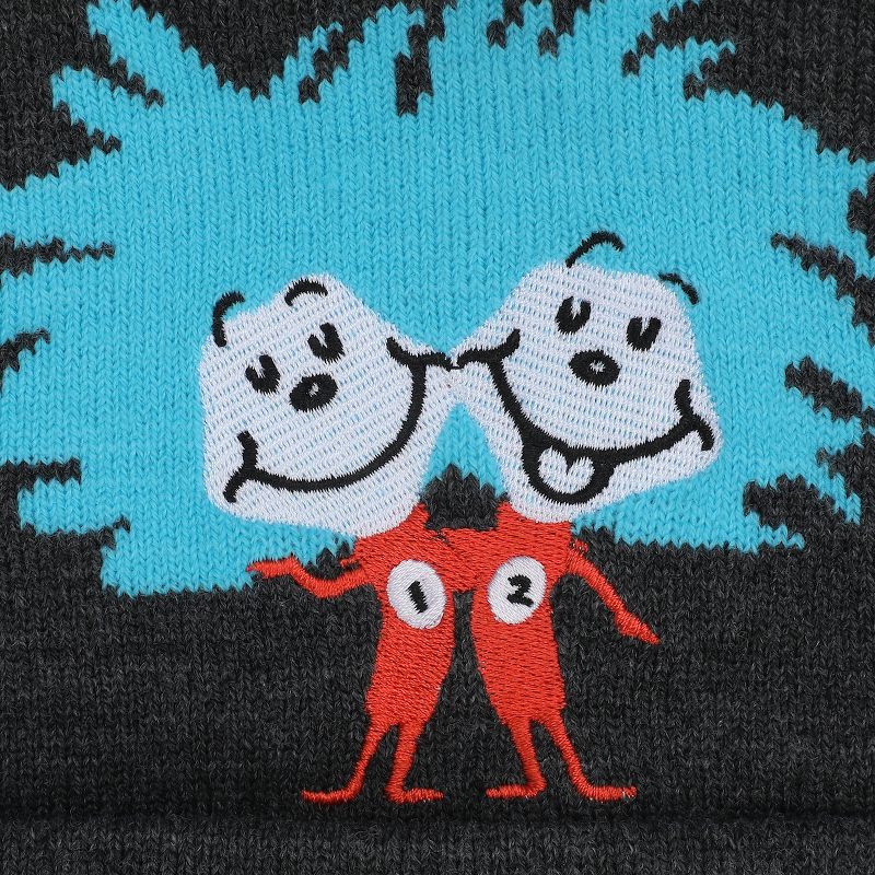 Dr. Seuss Thing 1 and Thing 2 Youth Cuffed Pom Beanie and Gloves Set, 4 of 6