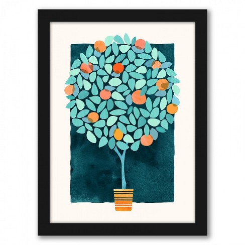 Americanflat Orange Tree At Midnight By Modern Tropical Black Frame Wall Art Target