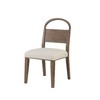 Wood Arch Back Chair Set of 2, Toffee Finish with White Sand Upholstered Seat, Oak Veneers, Transitional Dining Chairs - 4 of 4