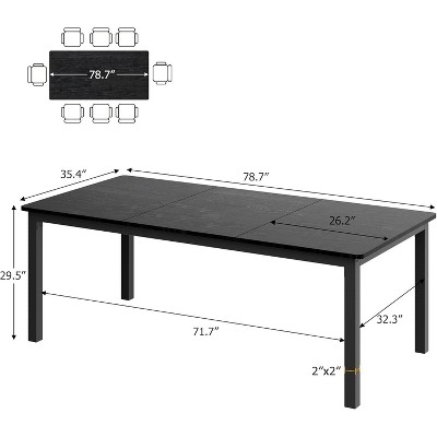 Black Reclaimed Wood Industrial Dining Table for 6-8 People