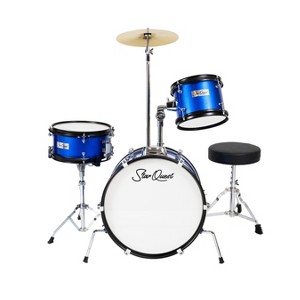 StarQuest Junior 3-Piece Drum Set – Premium Metallic Blue Finish with Bass, Snare, Tom and Crash Cymbal – Perfect for Junior Drummers and Beginners - 1 of 4