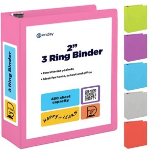 3 Ring Binder Clear View Cover with 2 Inside Pockets, Colored School Supplies Office and Home Binders – by Enday - 1 of 4
