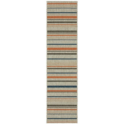 Oriental Weavers Latitude 602W3 Grey/ Teal Indoor/Outdoor Area Rug - 1'10" x 7'6"