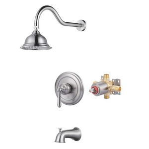 WOWOW Single Handle 1-Spray Tub and Shower Faucet 1.8 GPM with Brass Rough-in. Valve Included in Brushed Nickel - 1 of 4