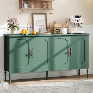 59"Buffet Cabinet with Storage, Modern Sideboard with 4 Doors and Adjustable Shelves, Credenza Coffee Bar Cabinet for Dining Room - 1 of 4