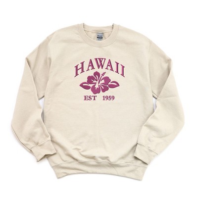 Simply Sage Market Women's Graphic Sweatshirt Embroidered Hawaii Flower