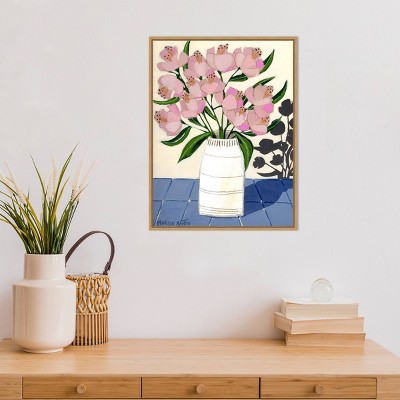 Spring Florals 18" x 24" Framed Canvas Wall Art in Maple