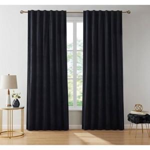 HLC.ME Lopez Velvet Premium Soft Light Filtering Back Tab Rod Pocket Window Treatment Curtain Panels - Set of 2 - 1 of 4