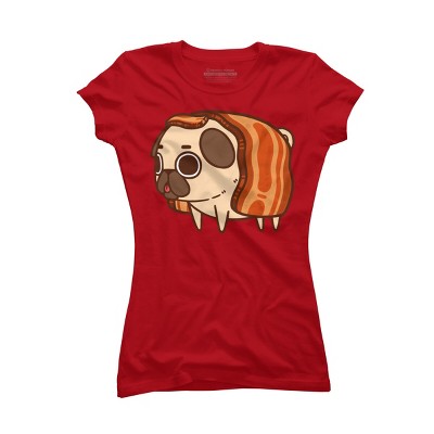Junior's Design By Humans Puglie Bacon Strip By Puglie T-Shirt