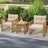 Tangkula 3PCS Patio Acacia Wood PE Wicker Furniture Set w/ Soft Seat & Back Cushions - 4 of 4