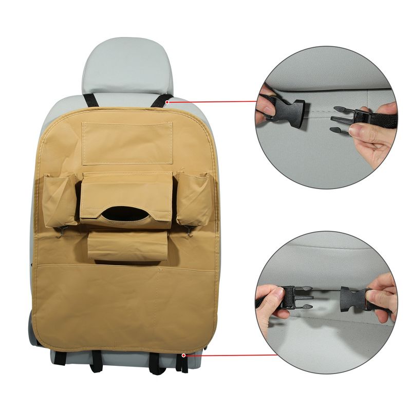 Unique Bargains Backseat Storage Bag with Tissue Box PU Leather Car Back Seat Organizer 1 Pc, 3 of 8
