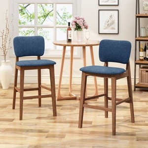 PAGED Wooden Bar Stools Set of 2, Modern Upholstered Counter Height Bar Chair with Back for Bar, Kitchen, Dining Room - 1 of 4