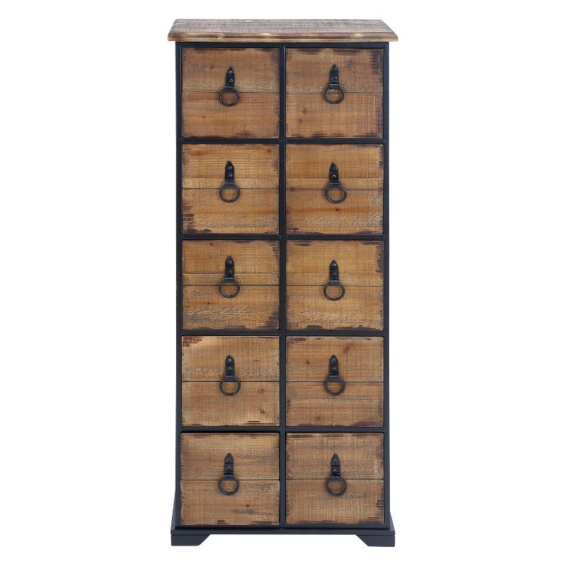 Wood 10 Drawer Footed Chest Olivia &#38; May, 1 of 13