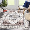 Washable Area Rug – Ultra-Thin Low Pile Vintage Carpet, Non-Slip Accent for Living Room, Bedroom, Home Office, Distressed Rust Design - 3 of 4