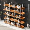 5 Tier Bookcase Home Office Open Bookshelf, Vintage Industrial Style Shelf, MDF Board, White Metal Frame, Brown - 2 of 4
