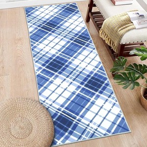 Washable Rug, Soft Low Pile Plaid Area Carpet, Non Slip Accent Throw Rug for Living Room Bedroom Dining Room Playroom Farmhouse - 1 of 4