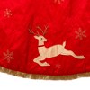 Kurt Adler 54-Inch Red and Tan Patchwork Reindeer Running Tree Skirt - 3 of 4