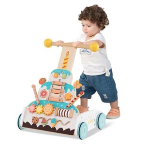 SEVOBAL Baby Walkers Wooden Push Toy with 3-Position Adjustable Height Xylophone Rollers for Toddlers 1 Year and Above, Multicolored, 11.5"*13.5"*16" - 1 of 4