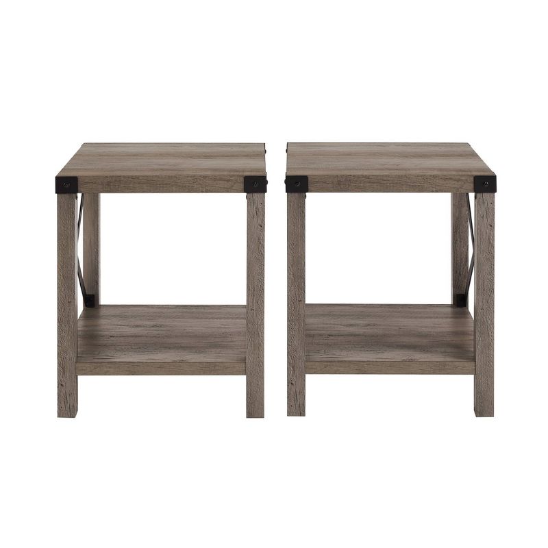 Set of 2 Sophie Rustic Farmhouse X Frame Side Tables - Saracina Home, 1 of 12