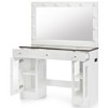 APRILSOUL 43.3" Vanity Desk with Large Mirror and Hollywood Bulbs, Glass Top Makeup Vanity with Drawers and Power Outlet, 3 Color Lighting Modes - 3 of 4