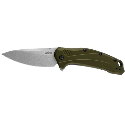 Kershaw Link Assisted 3.25 in Blade Olive Aluminum Handle