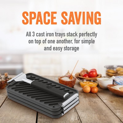 Yukon Glory 3-Piece Black Cast Iron Grill Pan Set with Handle