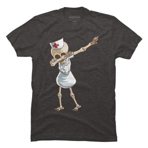 Men's Design By Humans Halloween Dabbing Funny Skeleton Nurse RN Costume Gift By COVI T-Shirt - 1 of 4