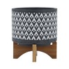 Okak Ceramic Plant Pot with Wooden Stand Elevated Flower Planter for Herbs, Vegetables, Fruits, Indoor/Outdoor, 2 Pack/1 Pack,10 Options - 3 of 4