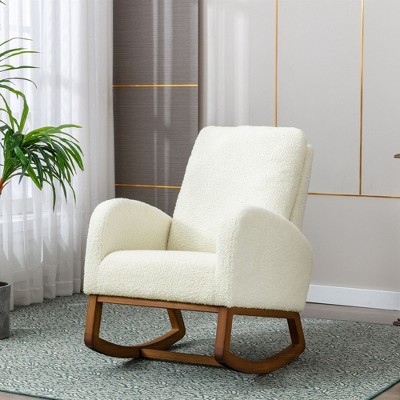 Sapphtopaz Accent Chair Teddy Glider Rocking Chairs Upholstered Nursery Comfy Chair with High Backrest Modern Accent Chairs for Living Room