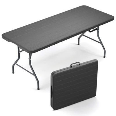 SKONYON 6ft Folding Table Portable Fold-in-Half Table Heavy-Duty