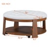 VYNXARIA Elegant 2-Tier Round Ottoman Coffee Table with Storage and Wheels - 4 of 4